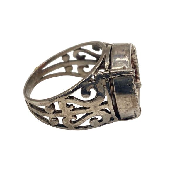 Vintage 925 Sterling Silver Carnelian Ring Filigree Boho Statement SZ.8 Courage - Picture 16 of 16